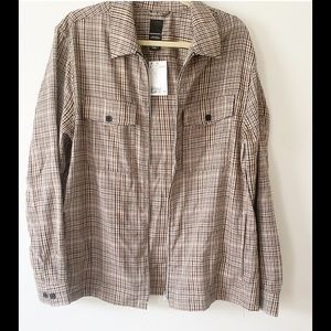 NWT H&M Zip Up Plaid Shirt Jacket Size Large